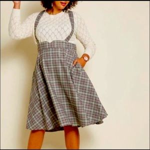 ModCloth Plaid Wool-Blend Skirt (with suspenders)